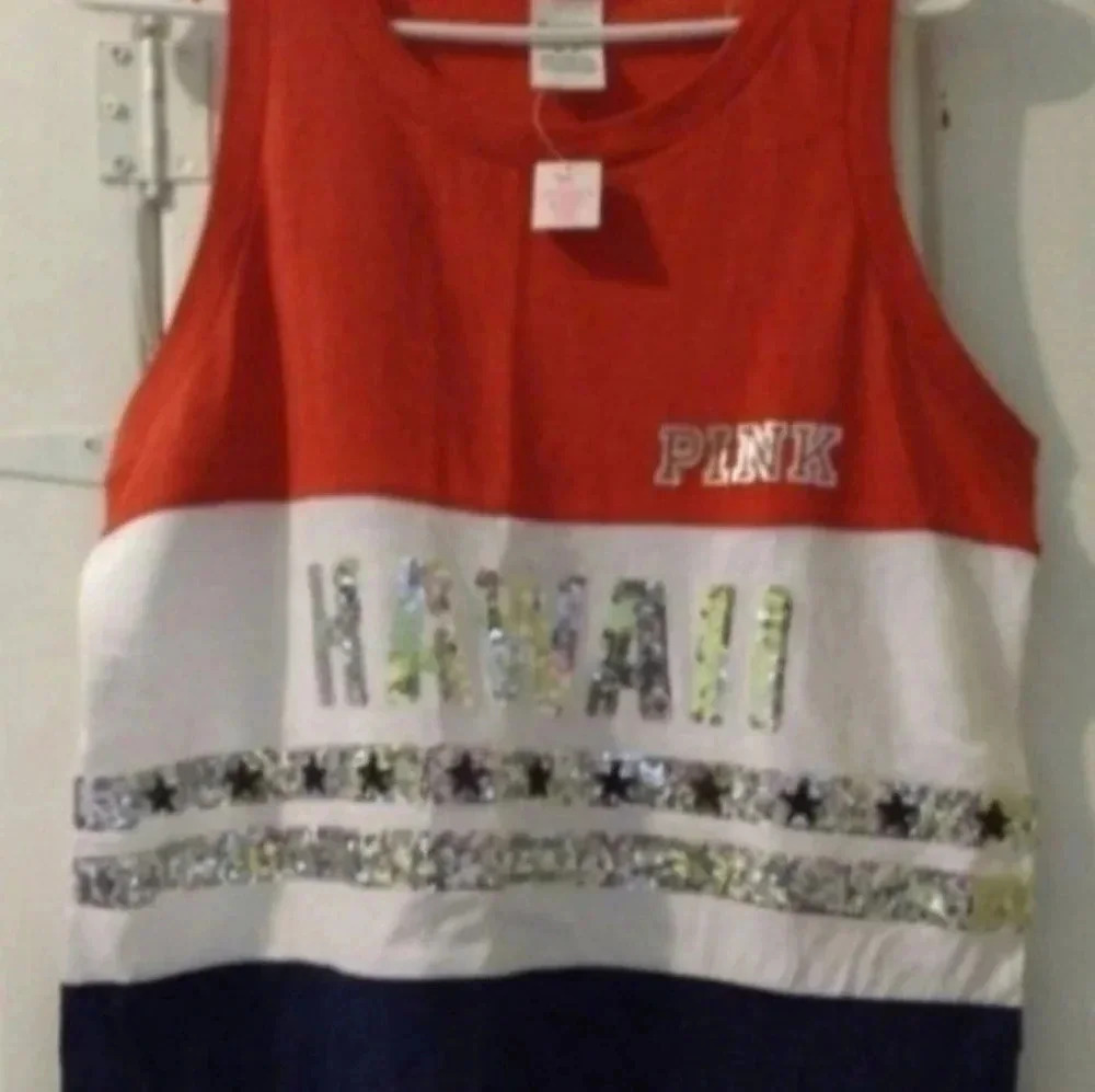 VS PINK bling HAWAII patriotic tank-medium NEW